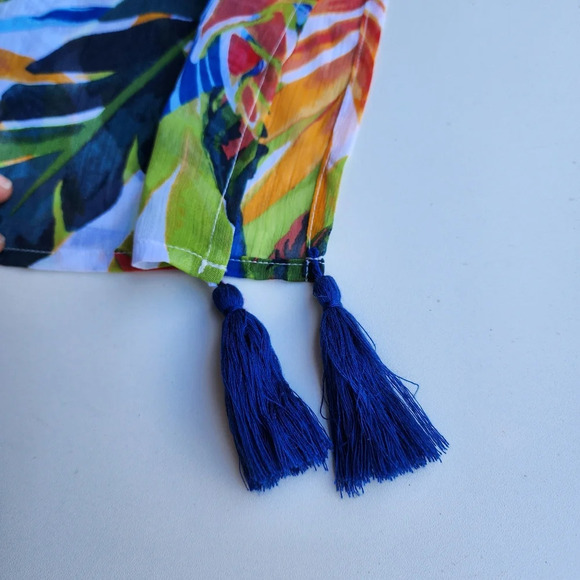 Kona Sol Dress Cover-Up Women Tropical Floral Print Tunic Lace Back Color Sz S - Picture 11 of 13